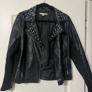 SUPER CUTE Pearled Leather Jacket